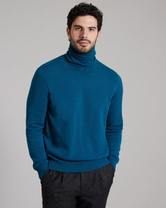 Maglia Dolcevita in Kid Cashmere blu cobalto