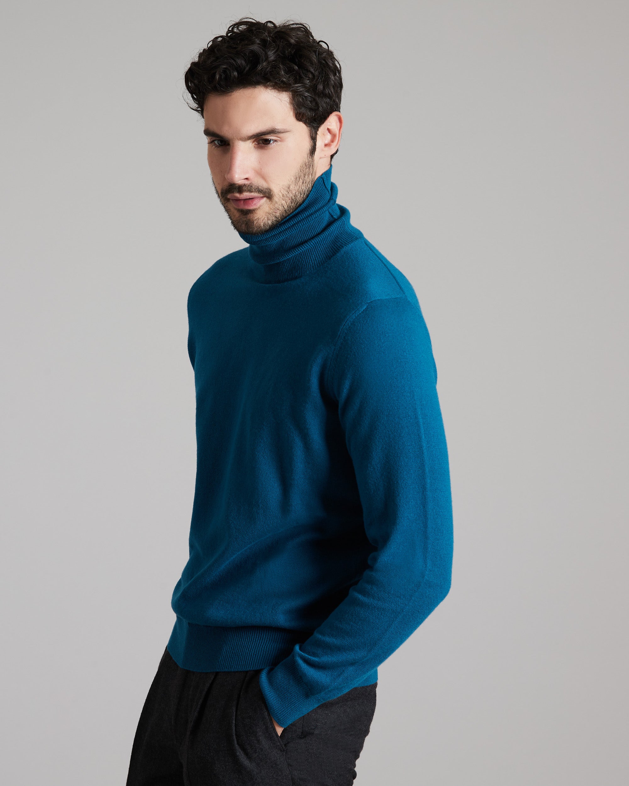 Maglia Dolcevita in Kid Cashmere blu cobalto