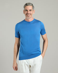 T-Shirt aus reiner Seide in hellblau