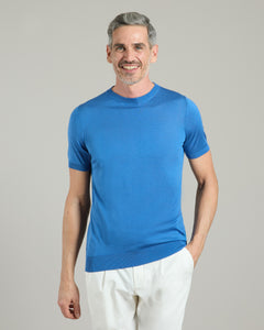 Light Blue Pure silk T-SHIRT