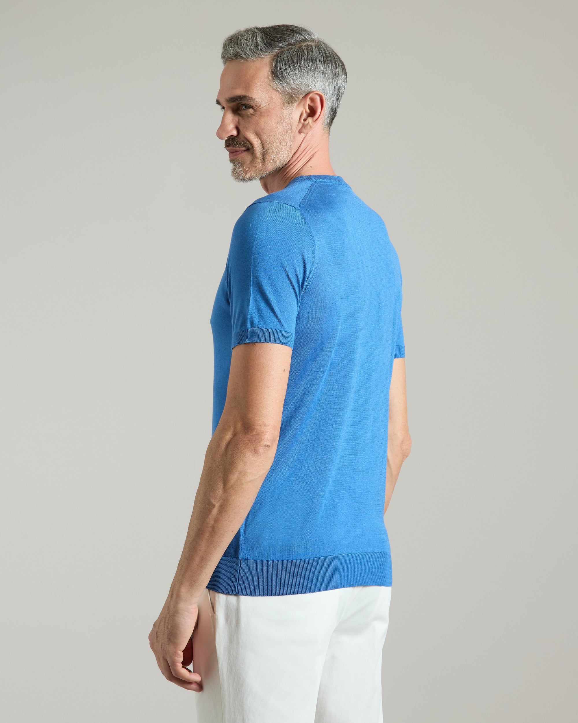 Light Blue Pure silk T-SHIRT