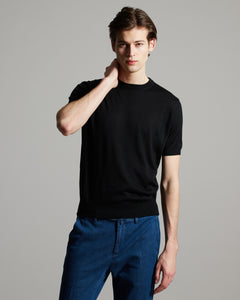 Black cashmere and silk men's T-SHIRT