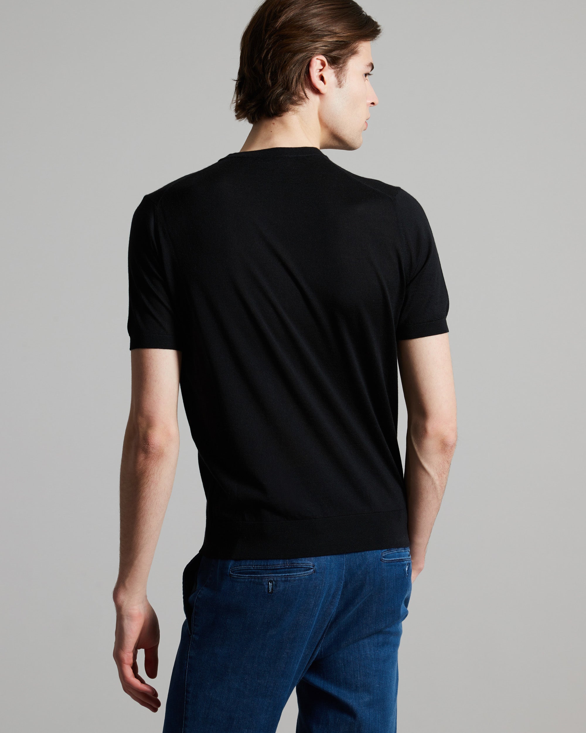 T-SHIRT in in cashmere e seta nera