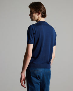 T-SHIRT in in cashmere e seta blu