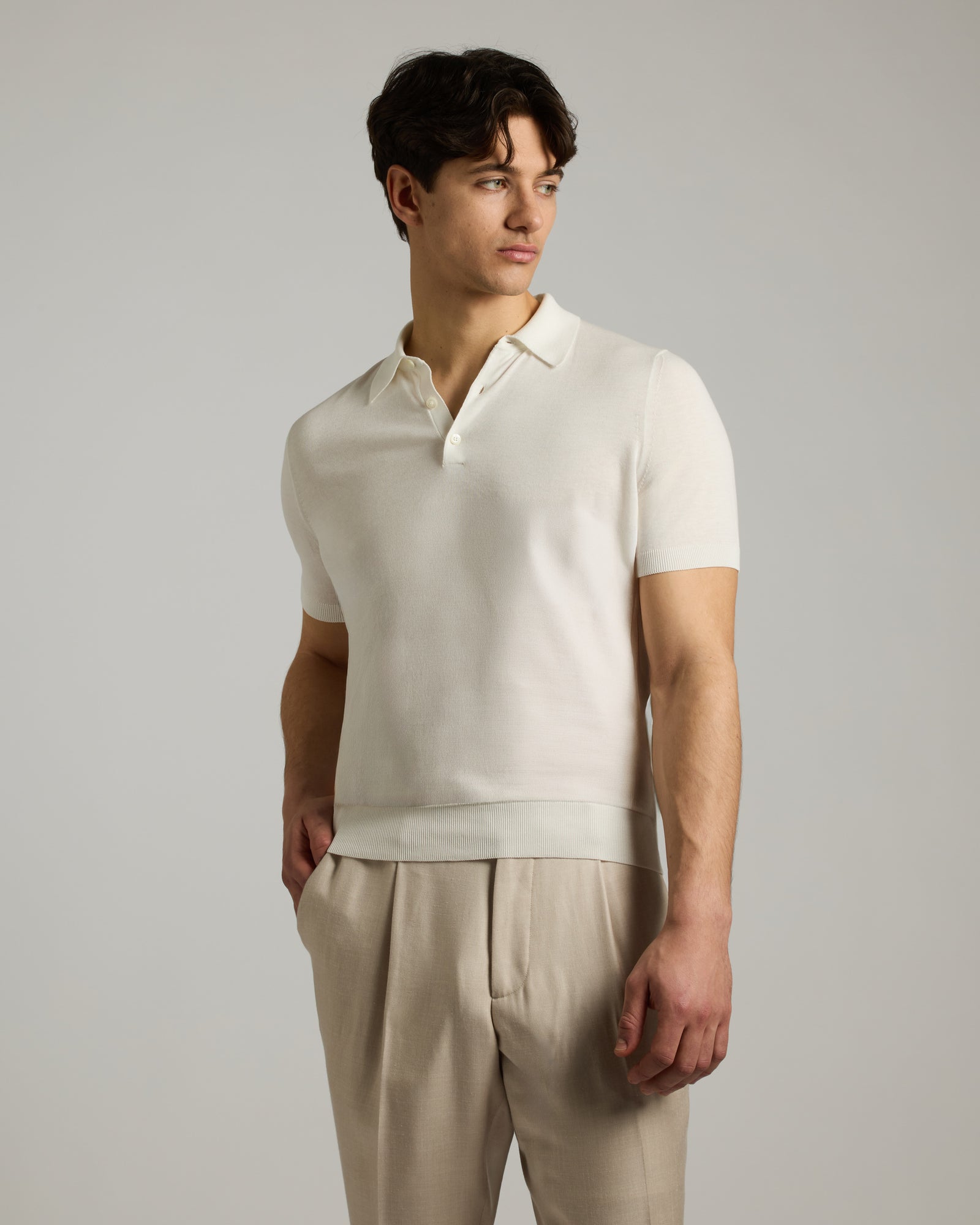 White cotton polo shirt