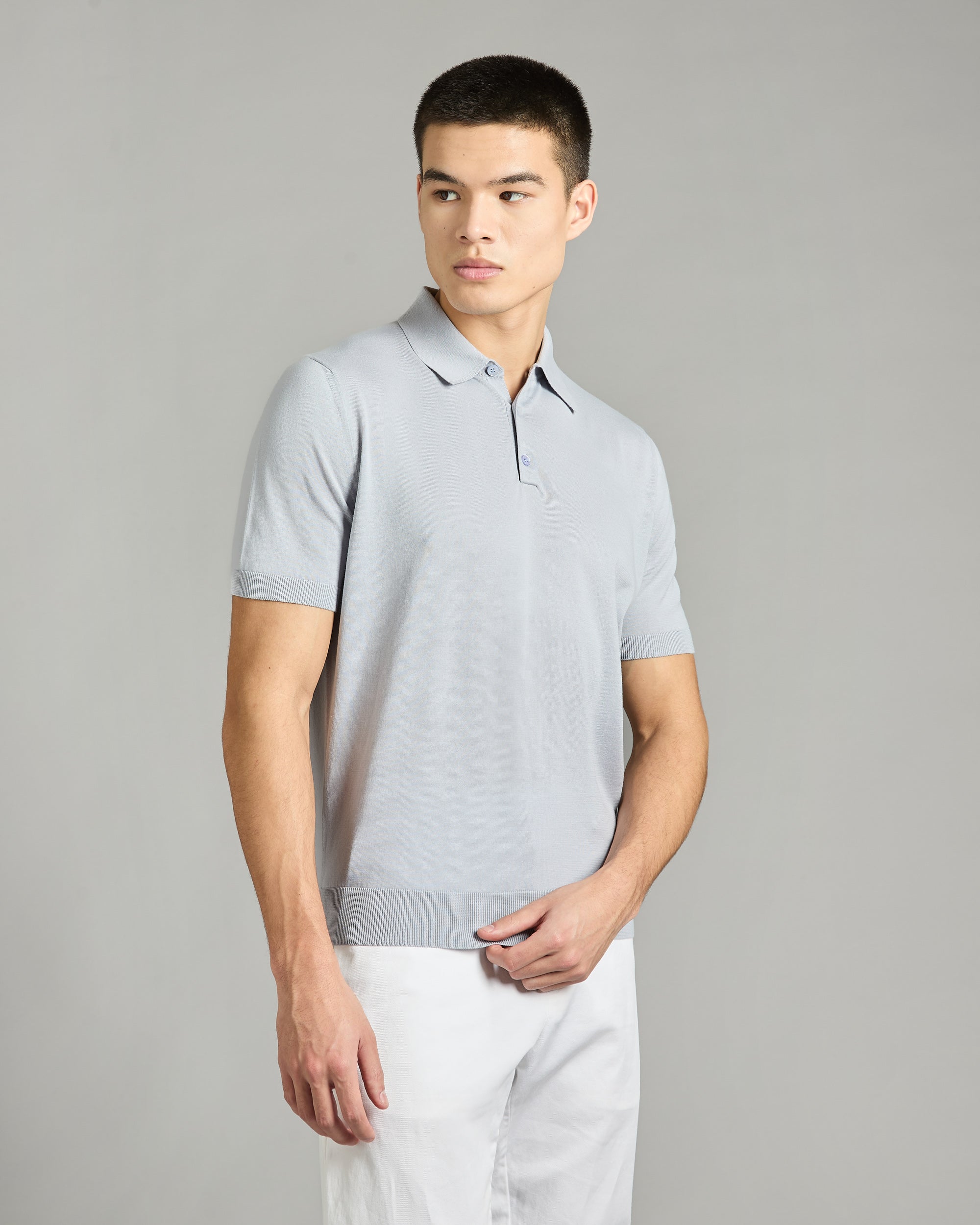 Light blue cotton polo shirt