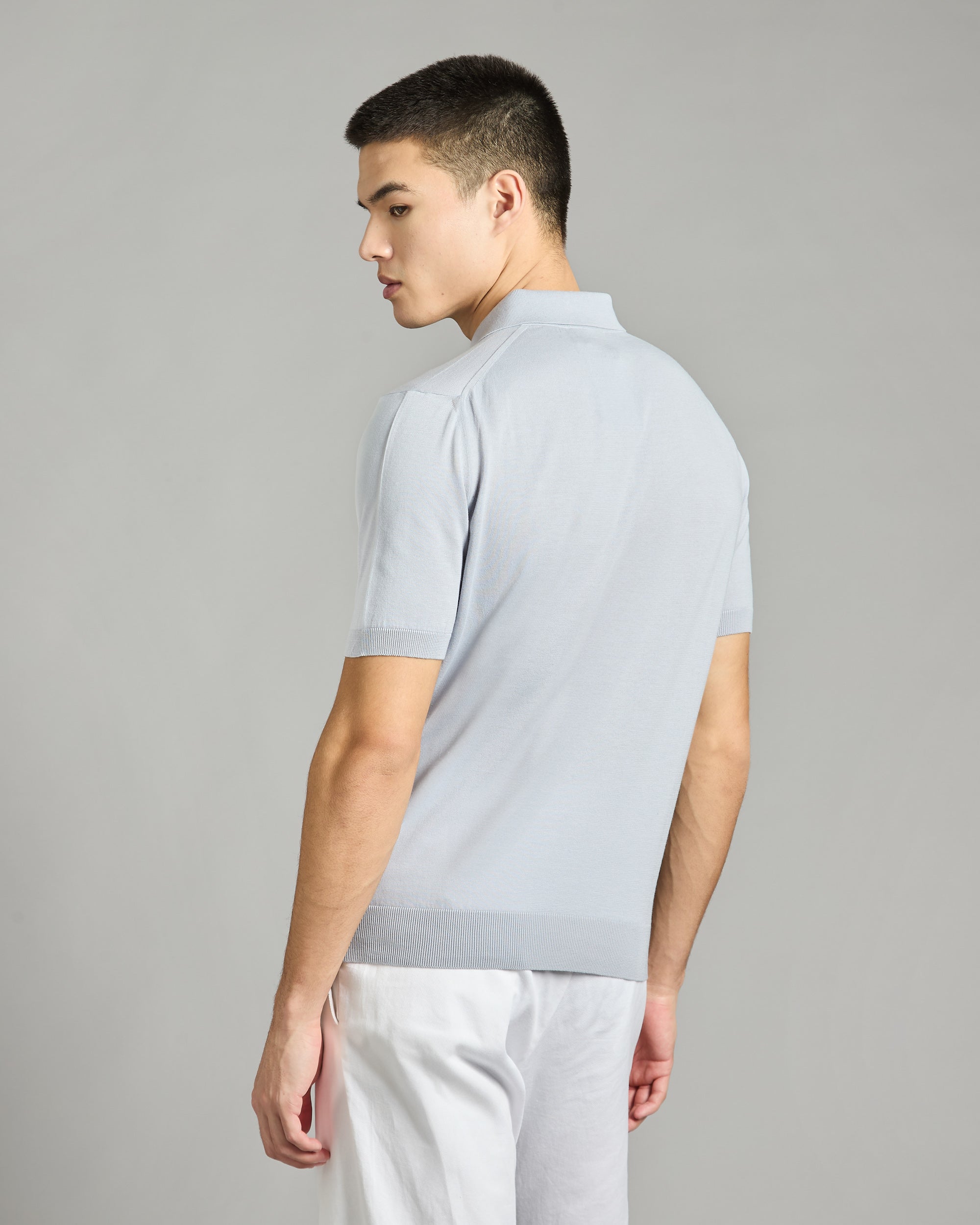 Light blue cotton polo shirt