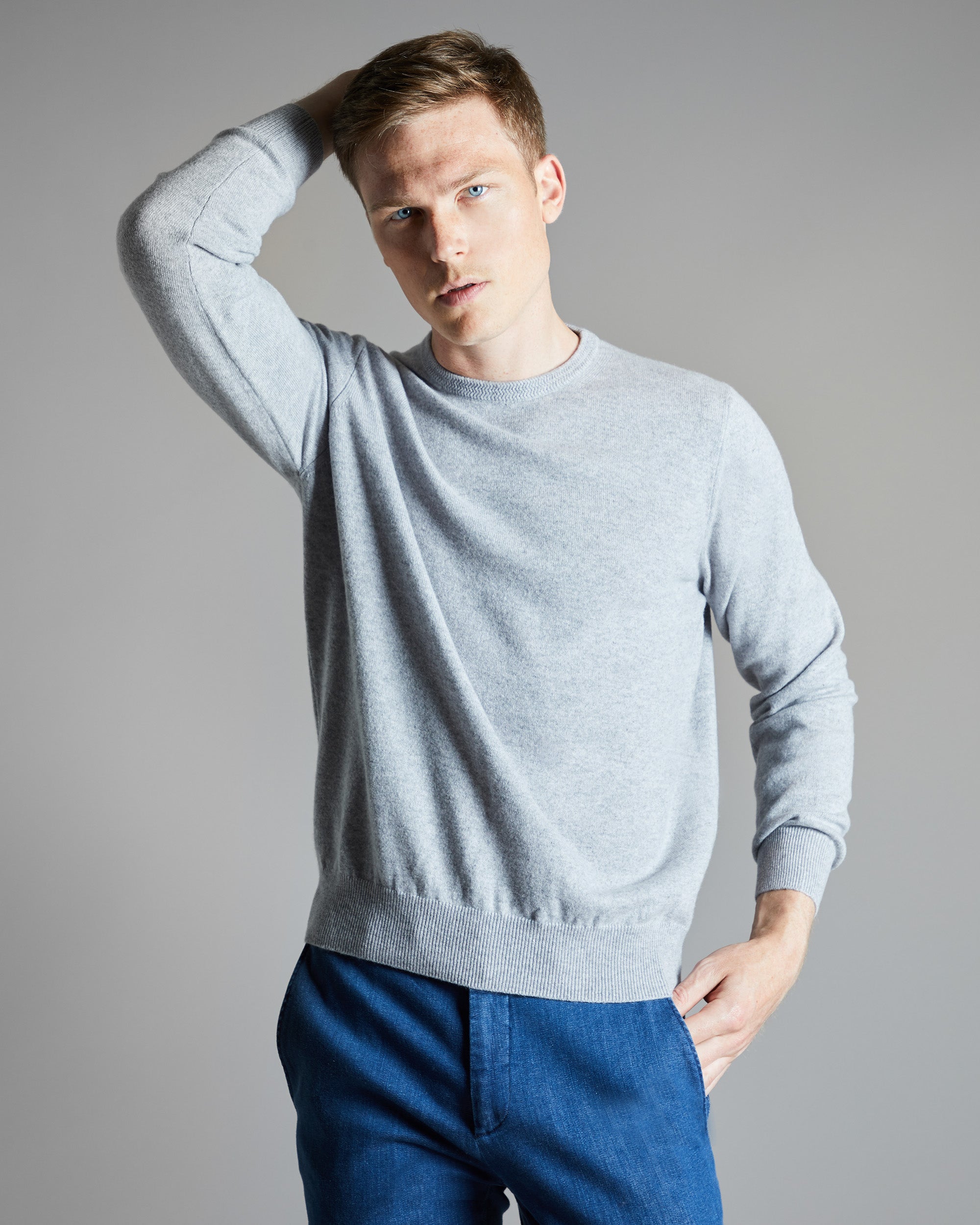 Maglia girocollo in Kid Cashmere grigio