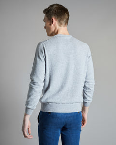 Grey kid cashmere round-neck sweater