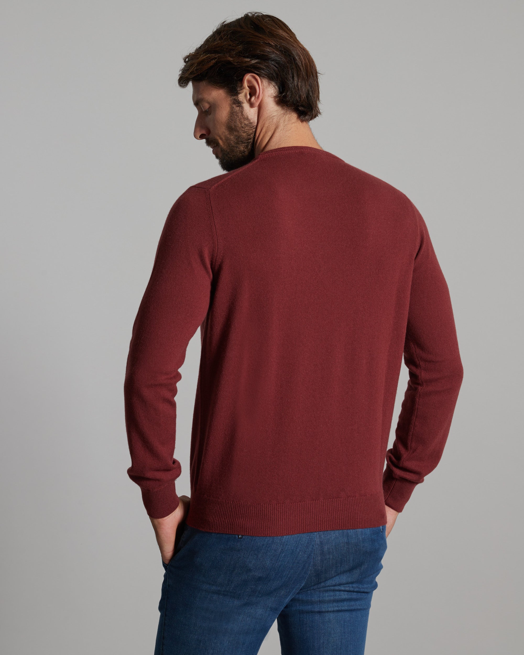 Bordeaux kid cashmere round-neck sweater