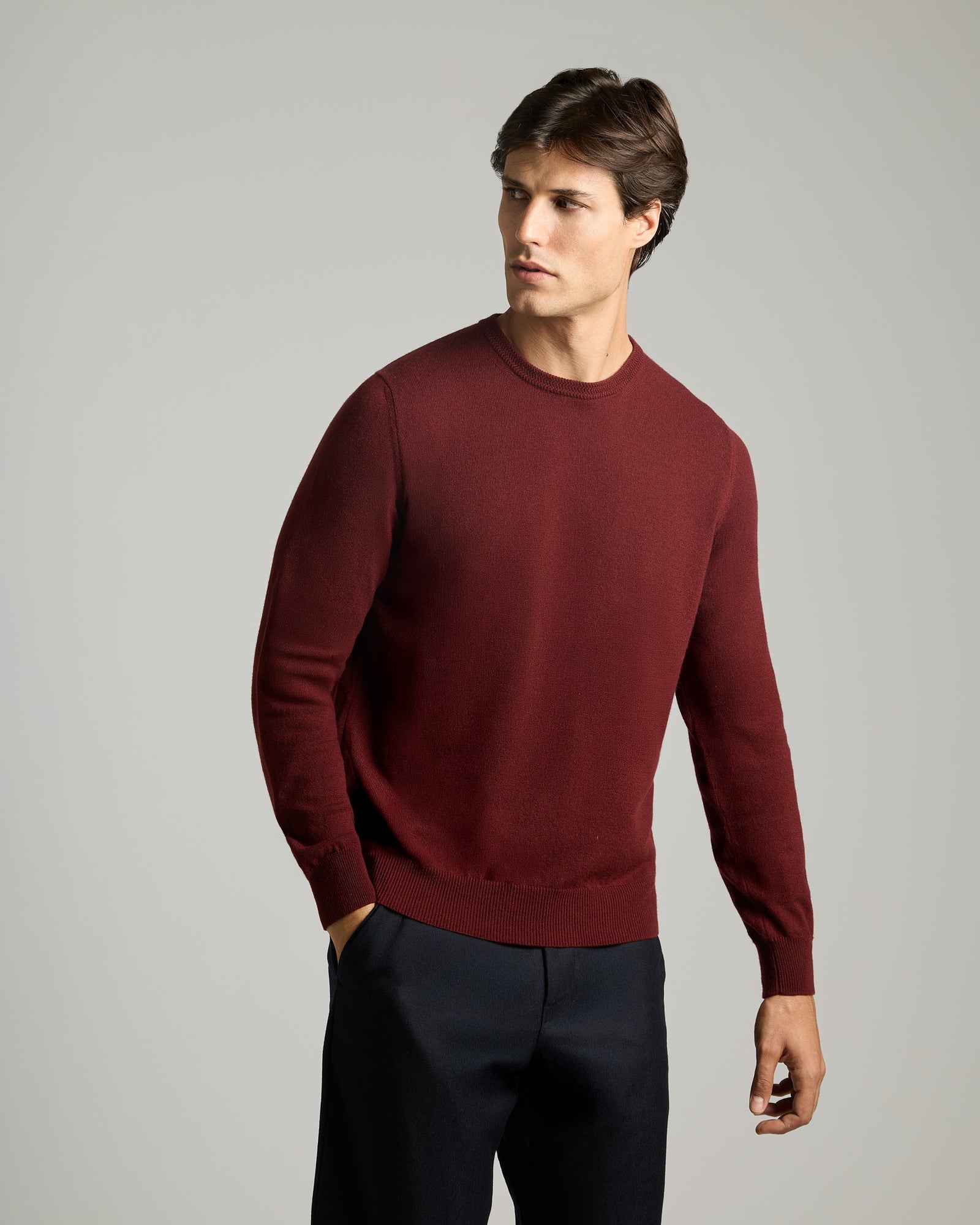 Bordeaux kid cashmere round-neck sweater
