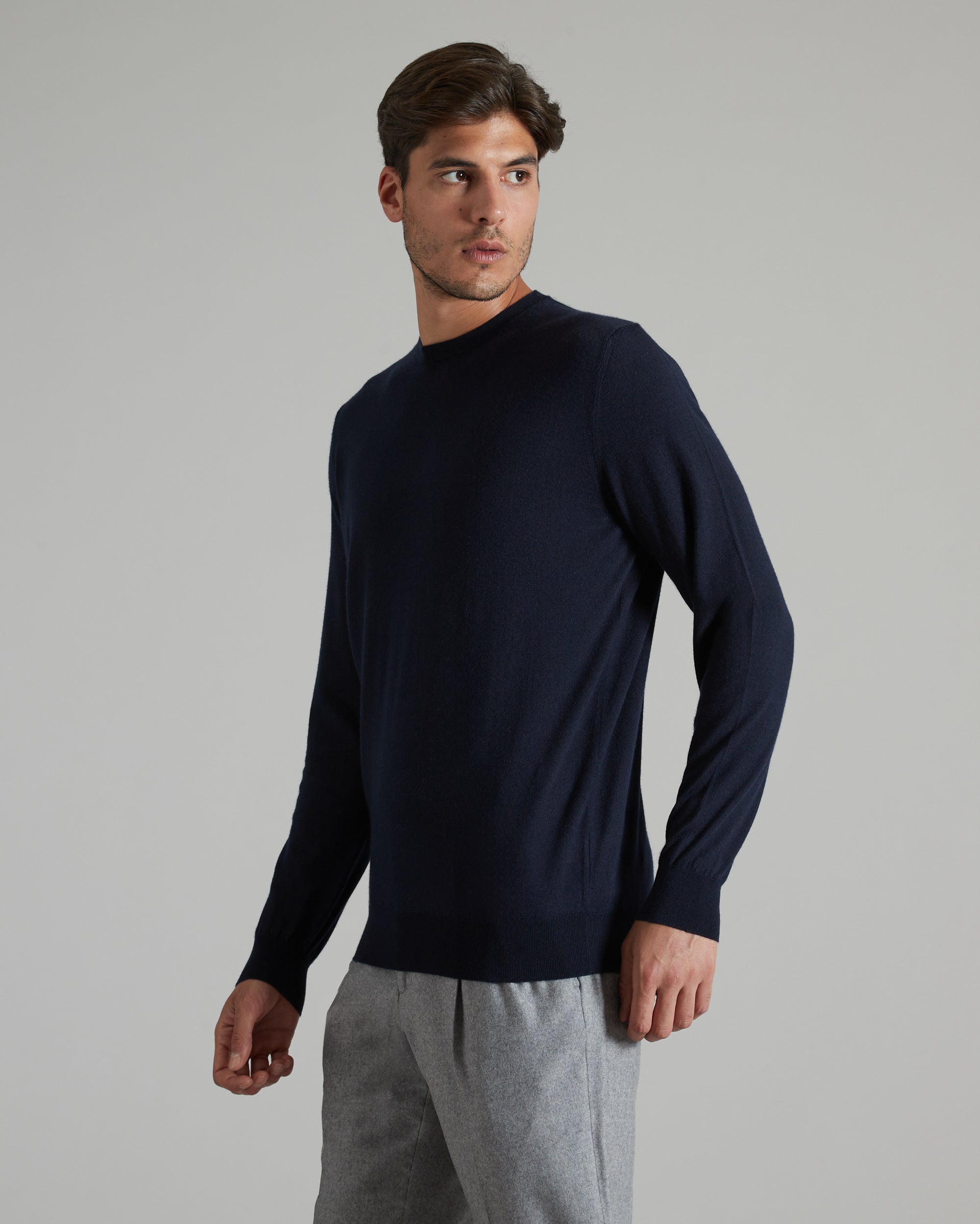 Blue kid cashmere round-neck sweater