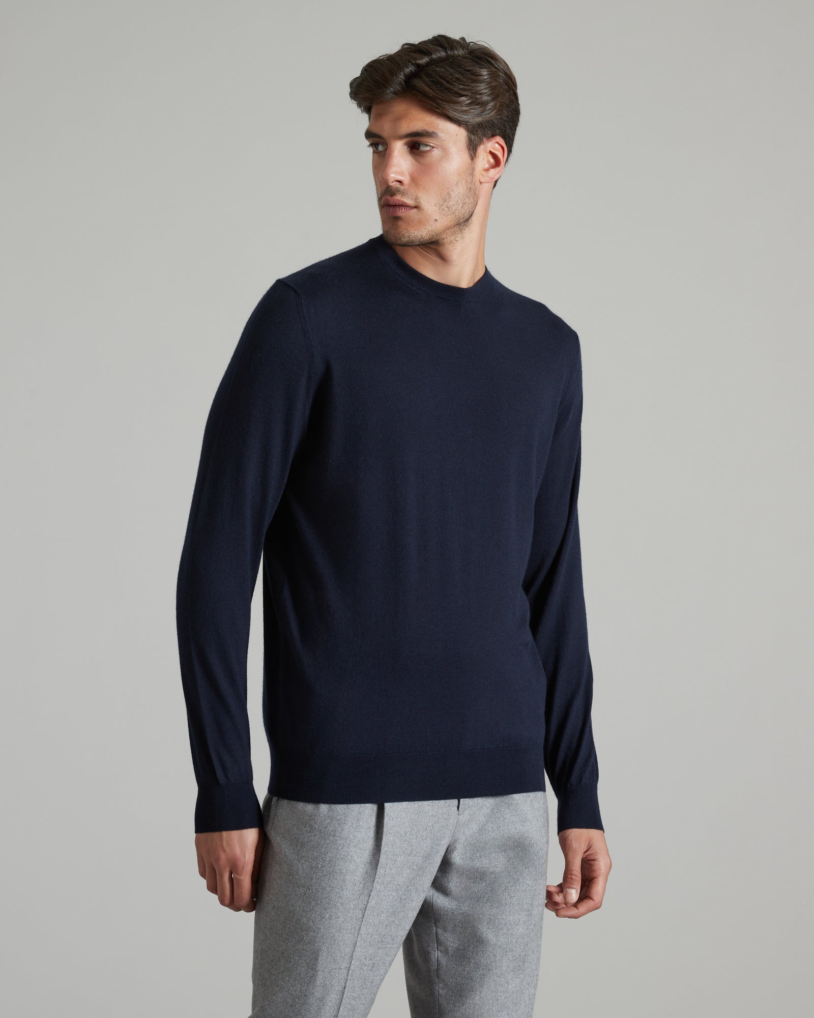 Maglia girocollo in Kid Cashmere blu