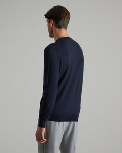 Maglia girocollo in Kid Cashmere blu