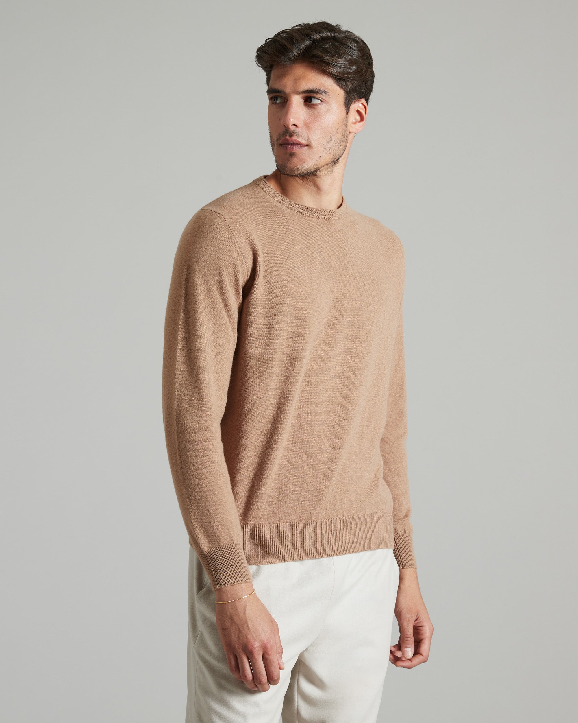 Brown kid cashmere round-neck sweater 2