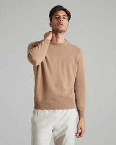 Brown kid cashmere round-neck sweater