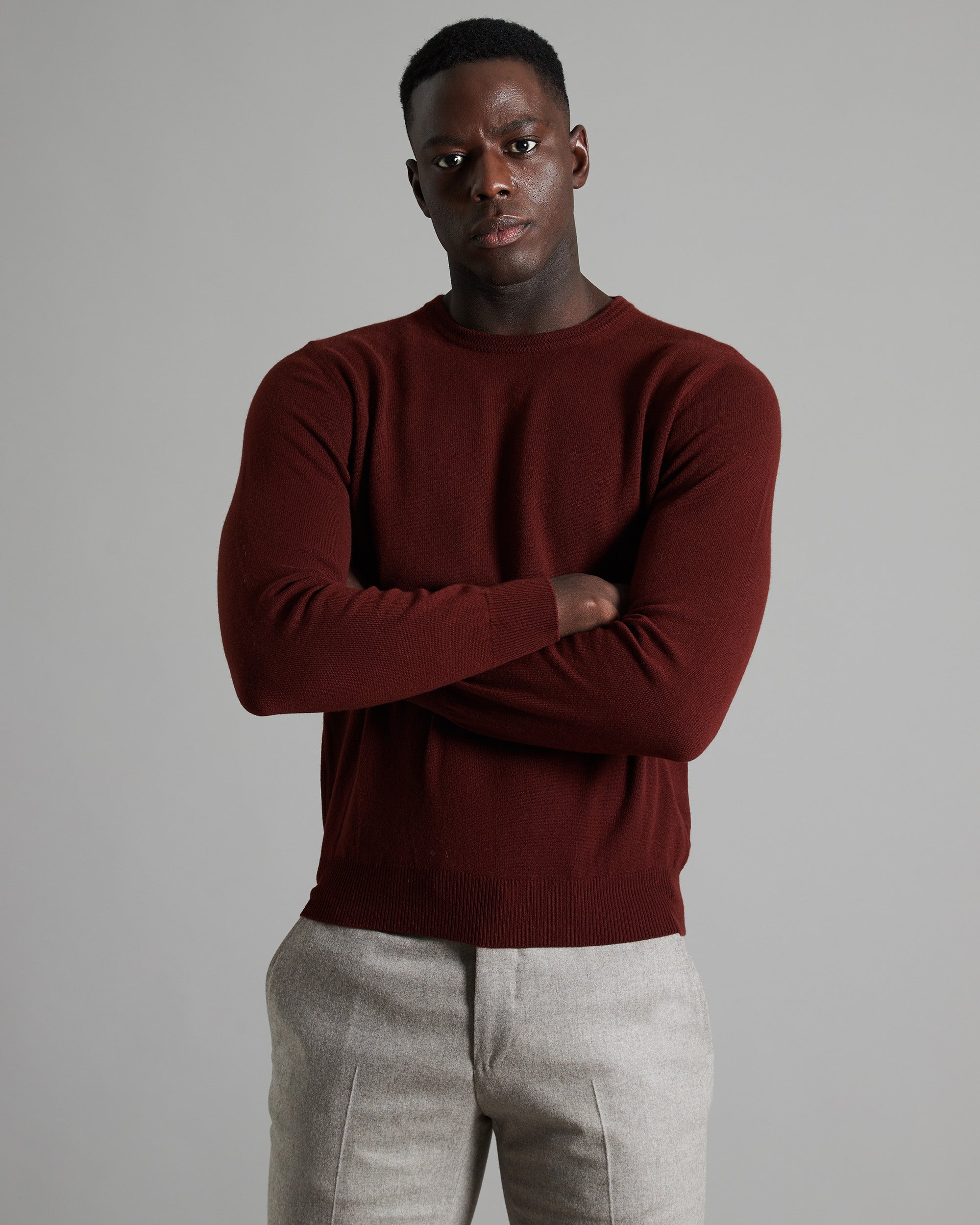 Brown kid cashmere round-neck sweater 2