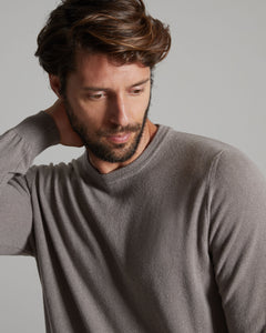 Maglia girocollo in Kid Cashmere sabbia