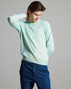 Hand Sprayed Kid cashmere crewneck in light green