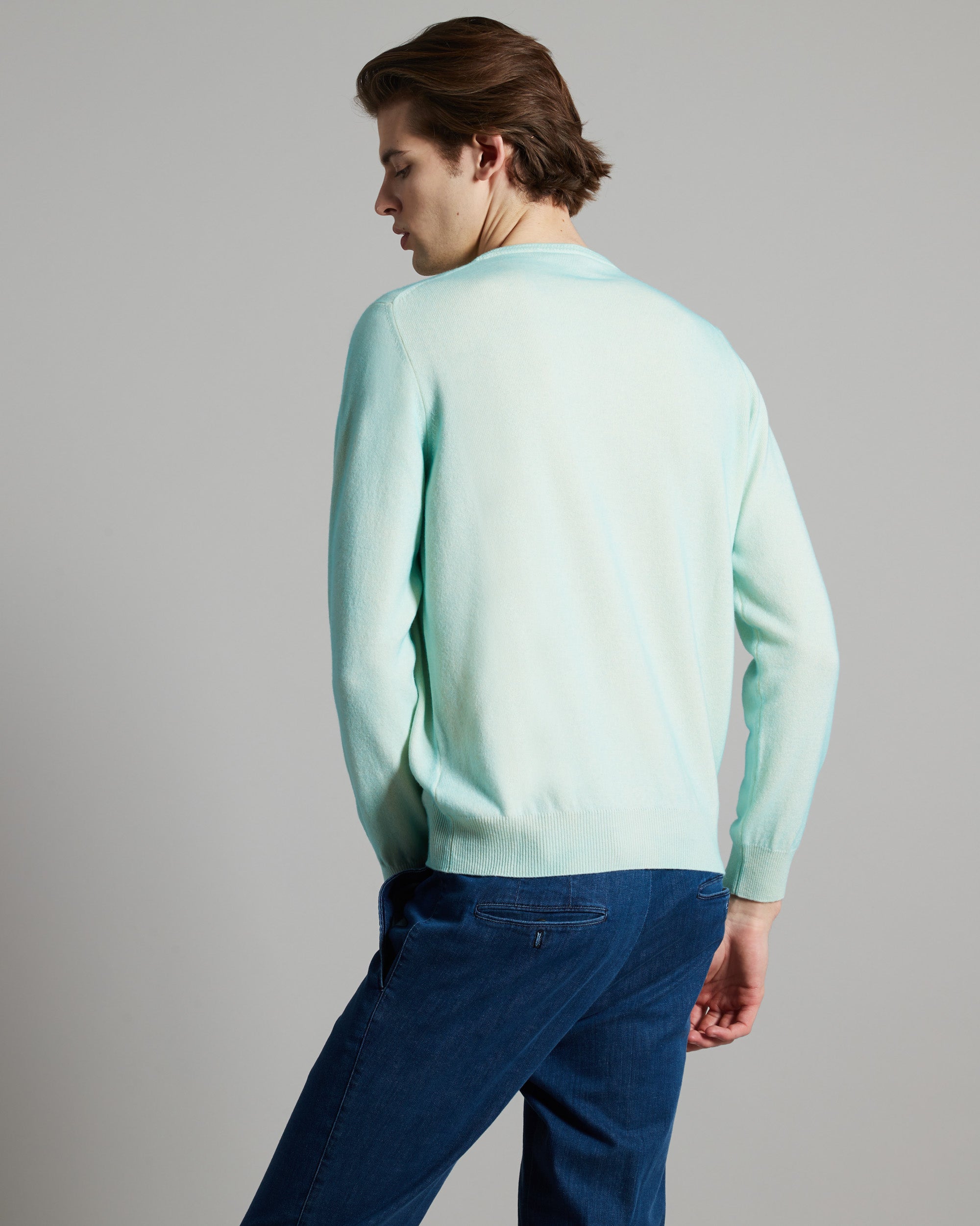 Hand Sprayed Kid cashmere crewneck in light green