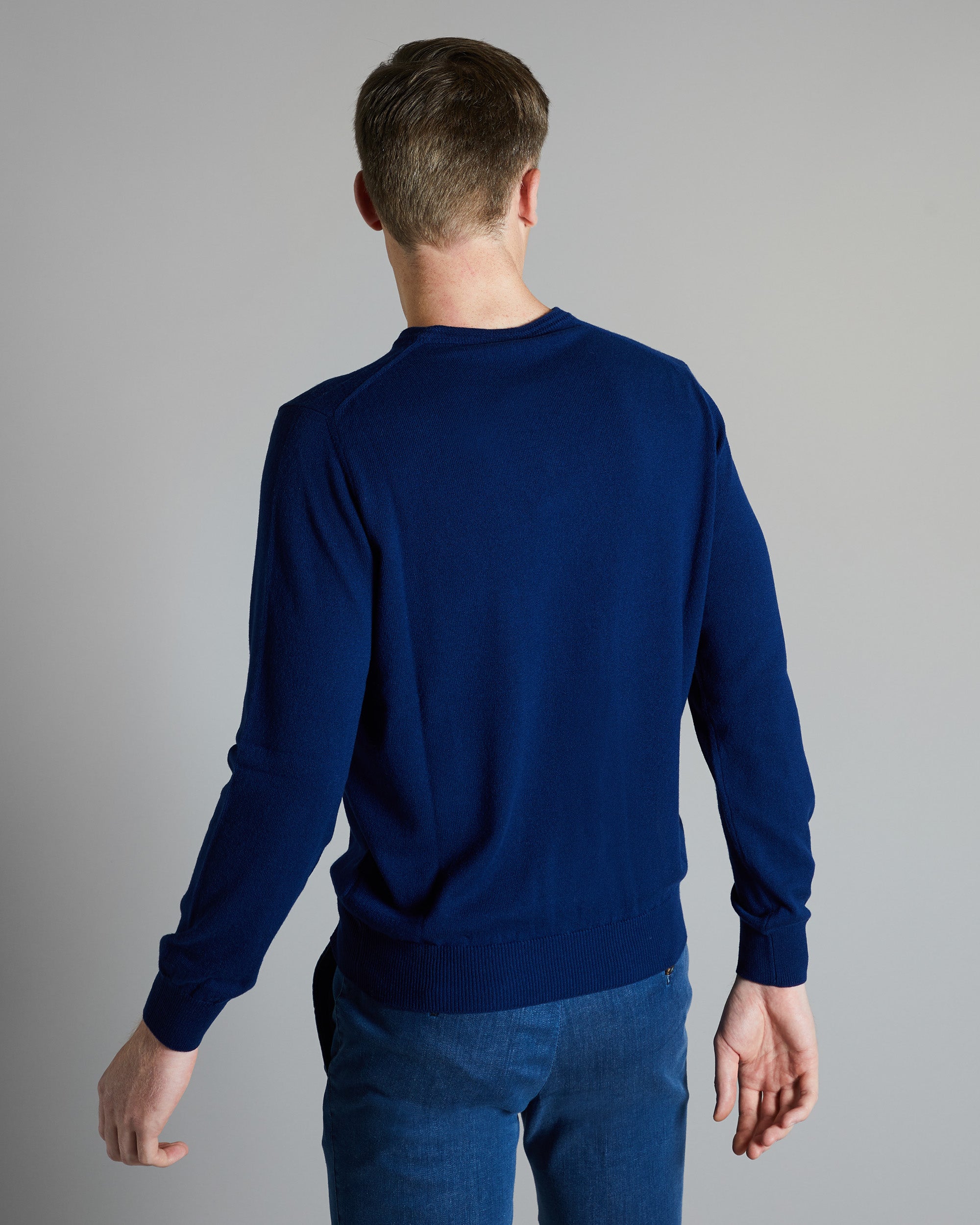 Blue kid cashmere V-neck sweater