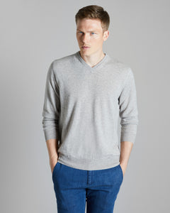 Maglia Scollo V in Kid Cashmere brown melange