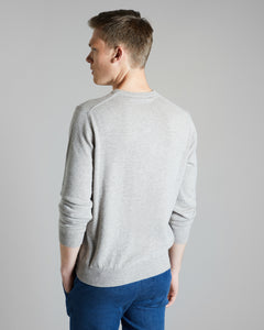 Brown melange kid cashmere V-neck sweater 4