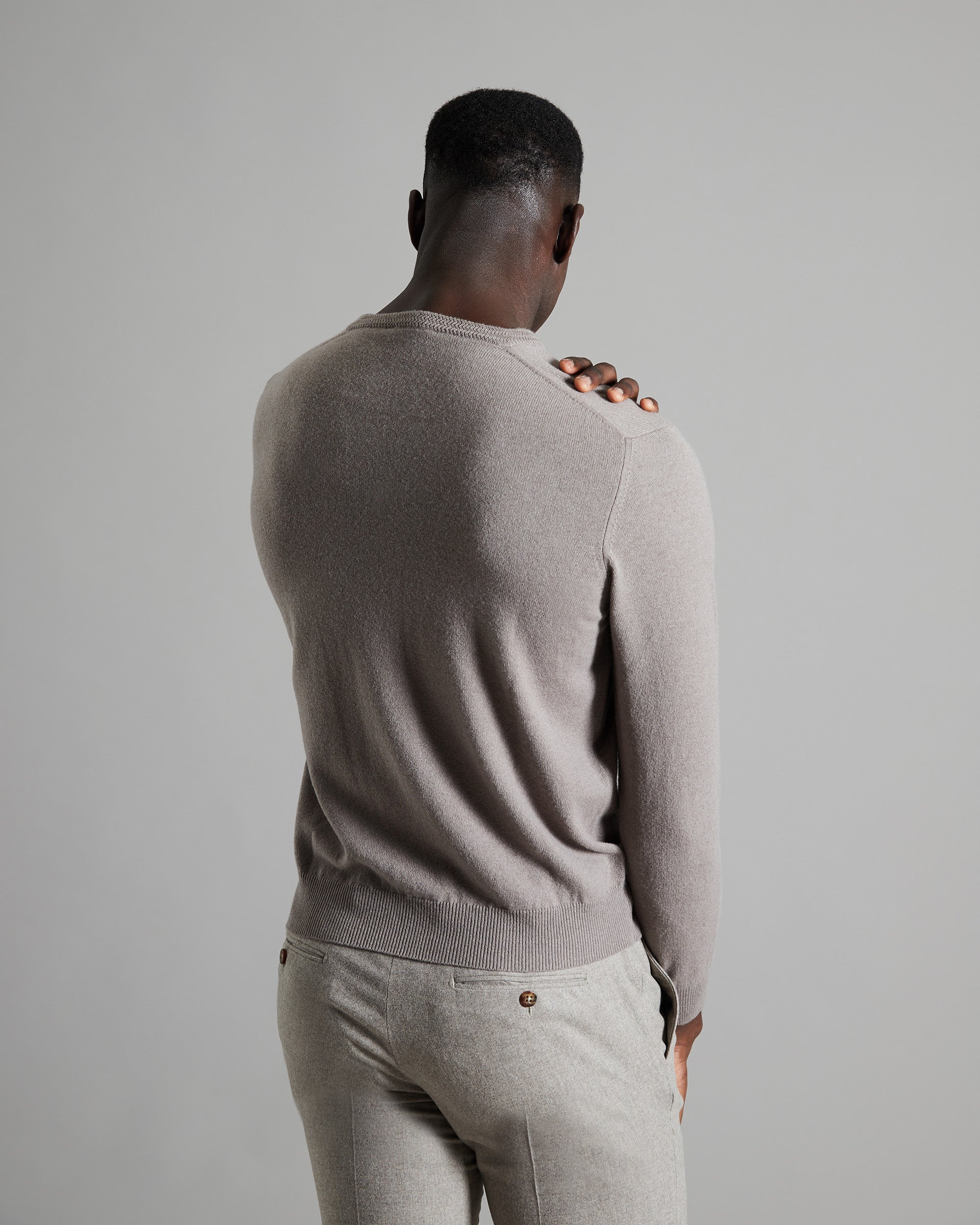 Sand kid cashmere V-neck sweater