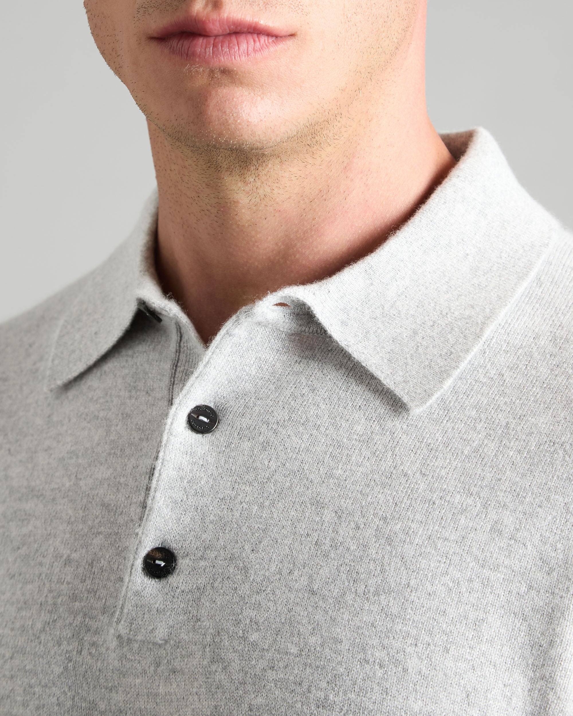 Polo manica lunga in kid cashmere grigio chiaro