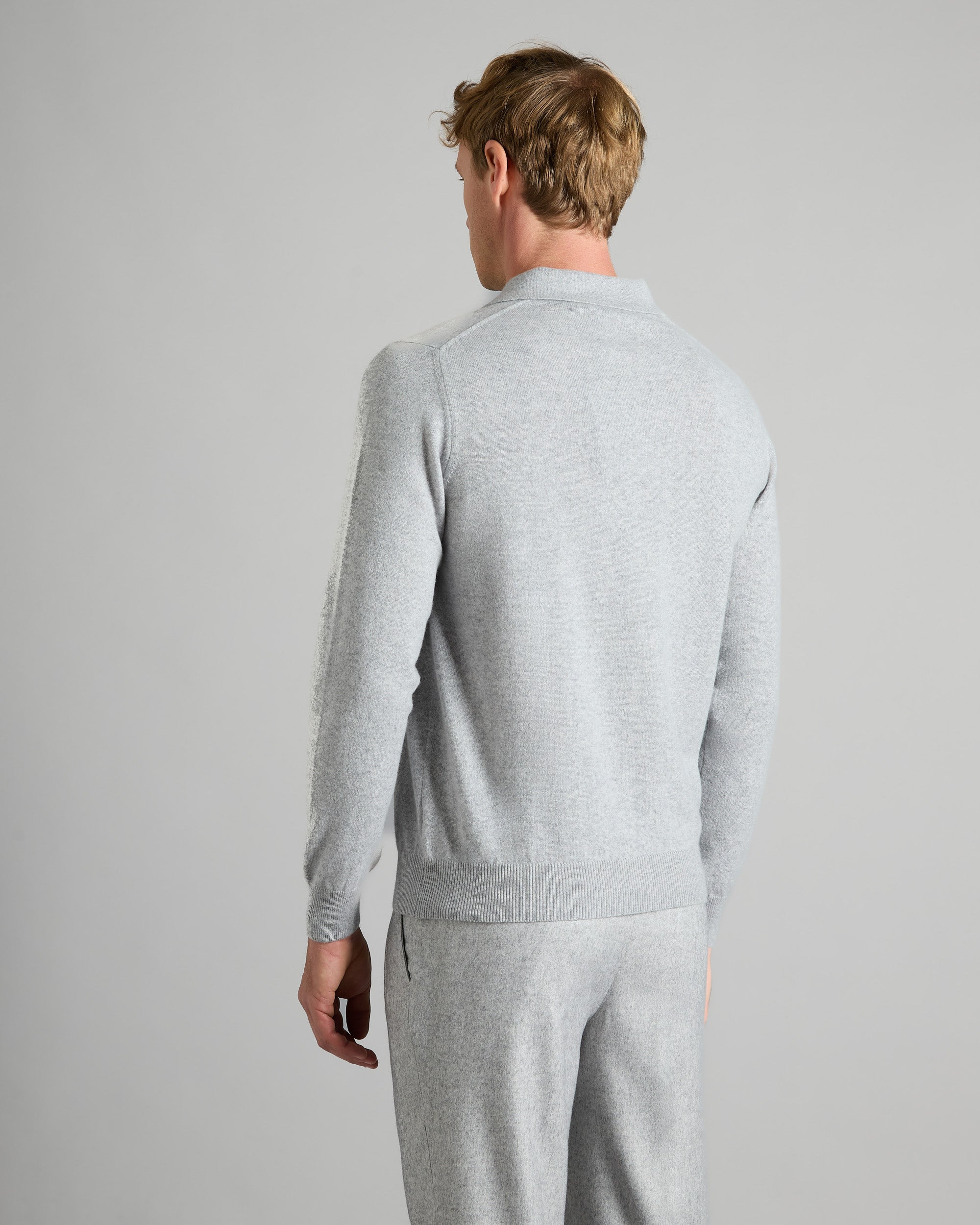 Polo manica lunga in kid cashmere grigio chiaro