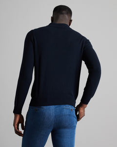 Navy blue Kid Cashmere polo shirt with long sleeves 4