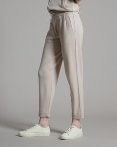 Beige Pink Kid Cashmere jogging pants with cashmere and silk profiles