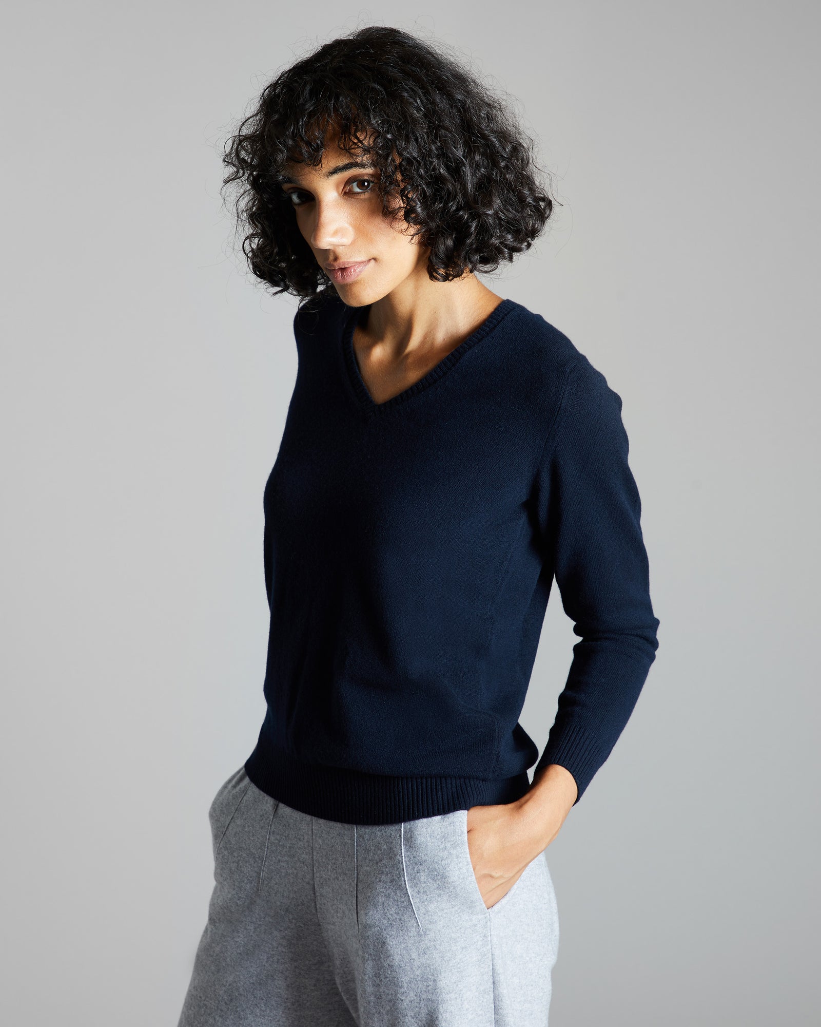 Blue Kid cashmere V-neck sweater