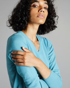 Green Kid cashmere V-neck sweater