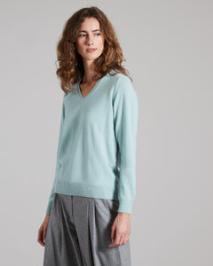 Light green Kid cashmere V-neck sweater