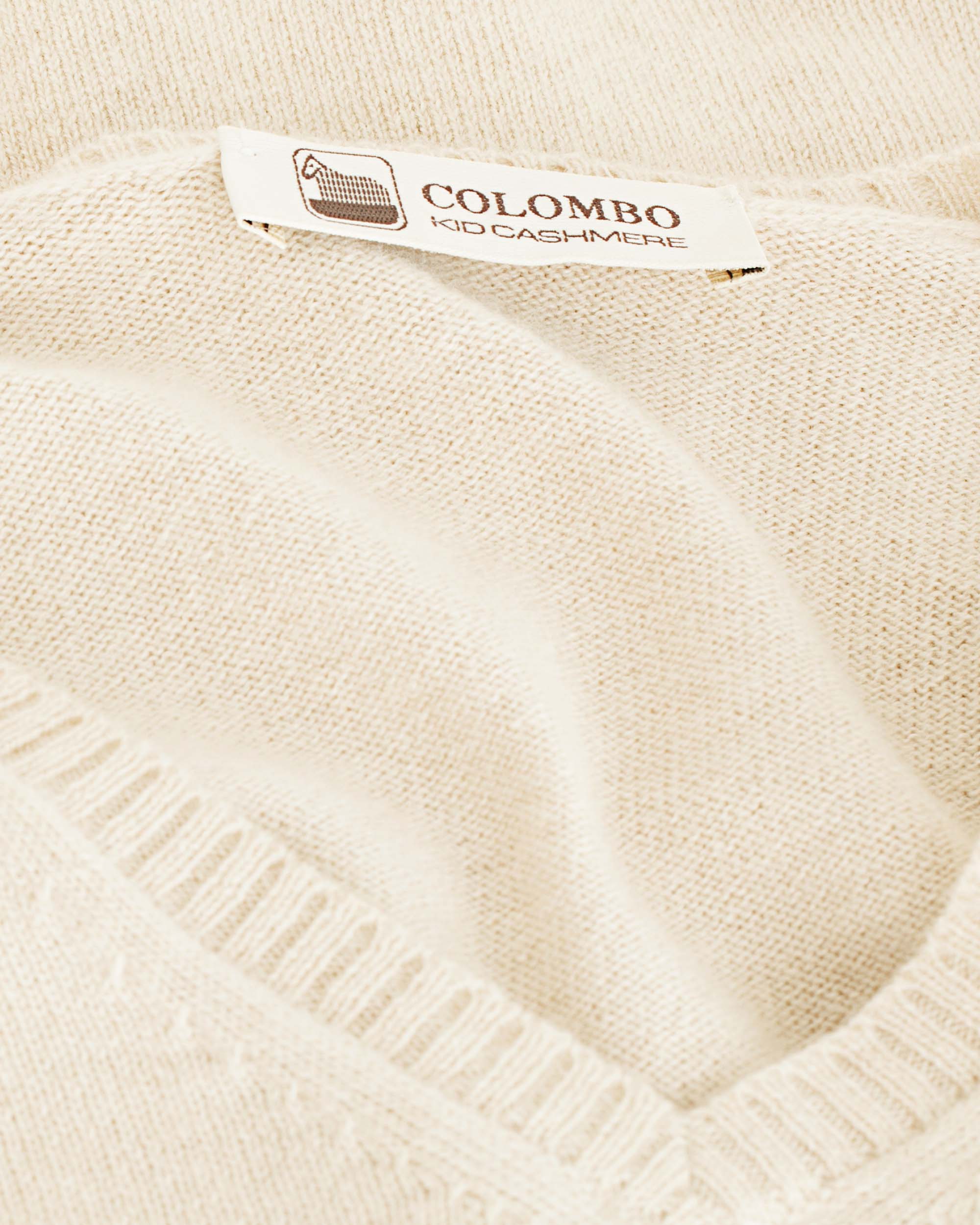 Natural beige kid cashmere V-neck sweater
