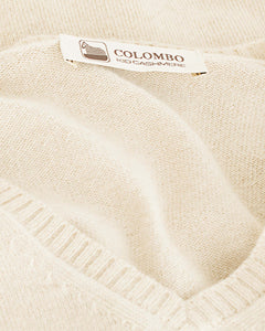 Natural beige kid cashmere V-neck sweater