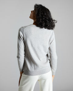 Brown melange Kid cashmere V-neck sweater 4