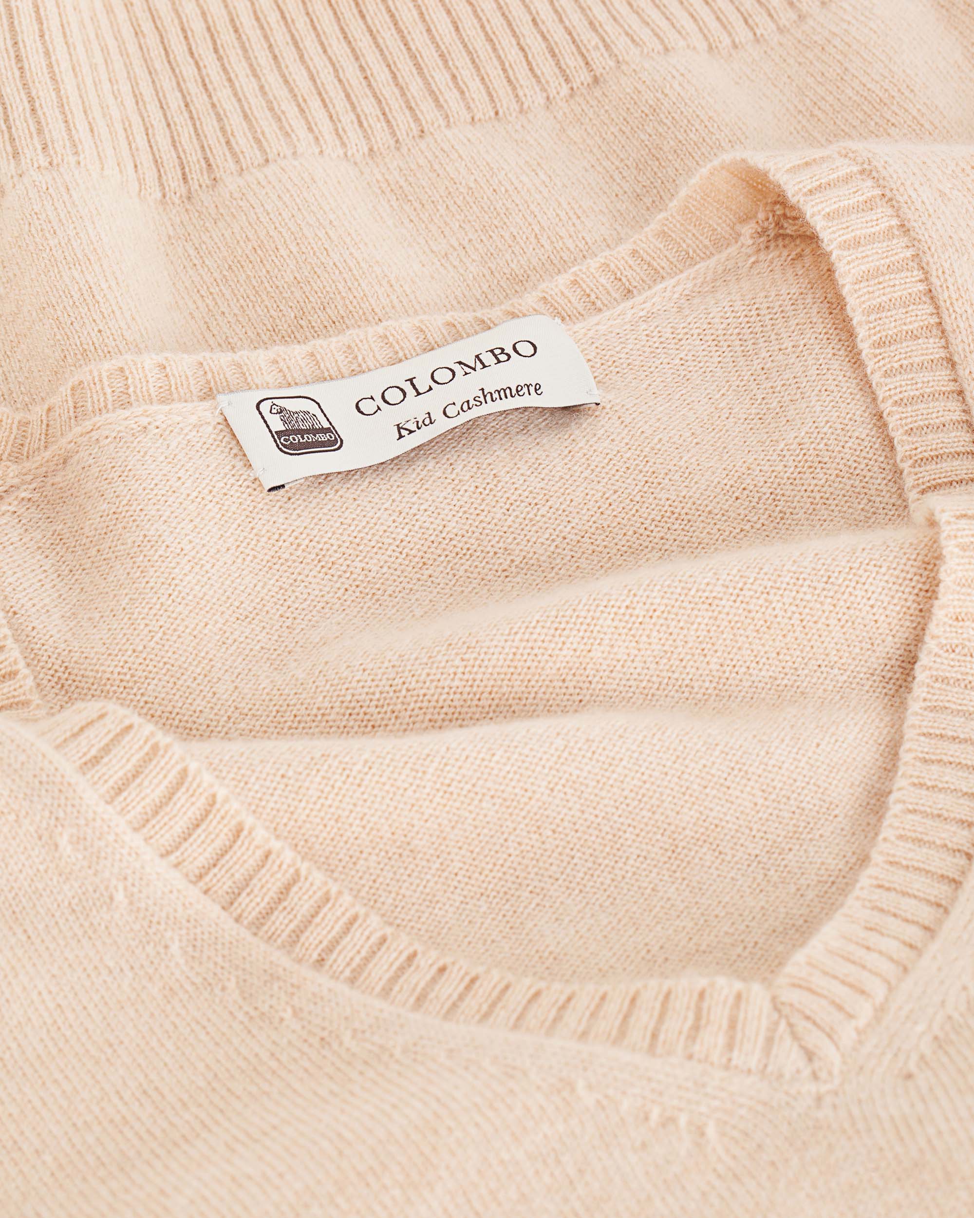 Beige kid cashmere V-neck sweater