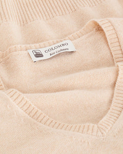 Beige kid cashmere V-neck sweater