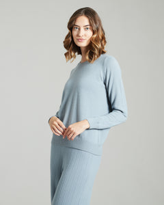 Light blue kid cashmere round-neck sweater