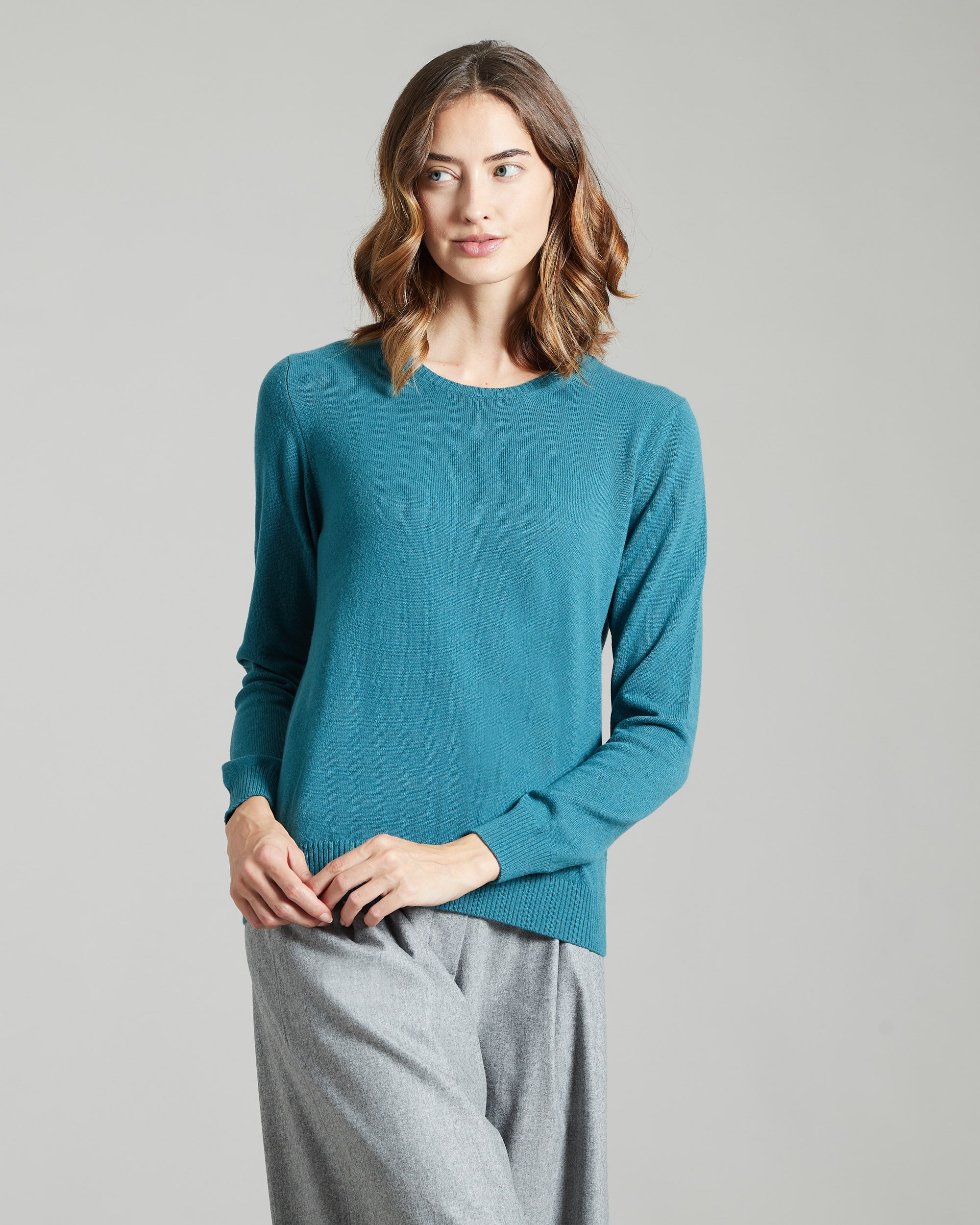 Botanic Green kid cashmere round-neck sweater