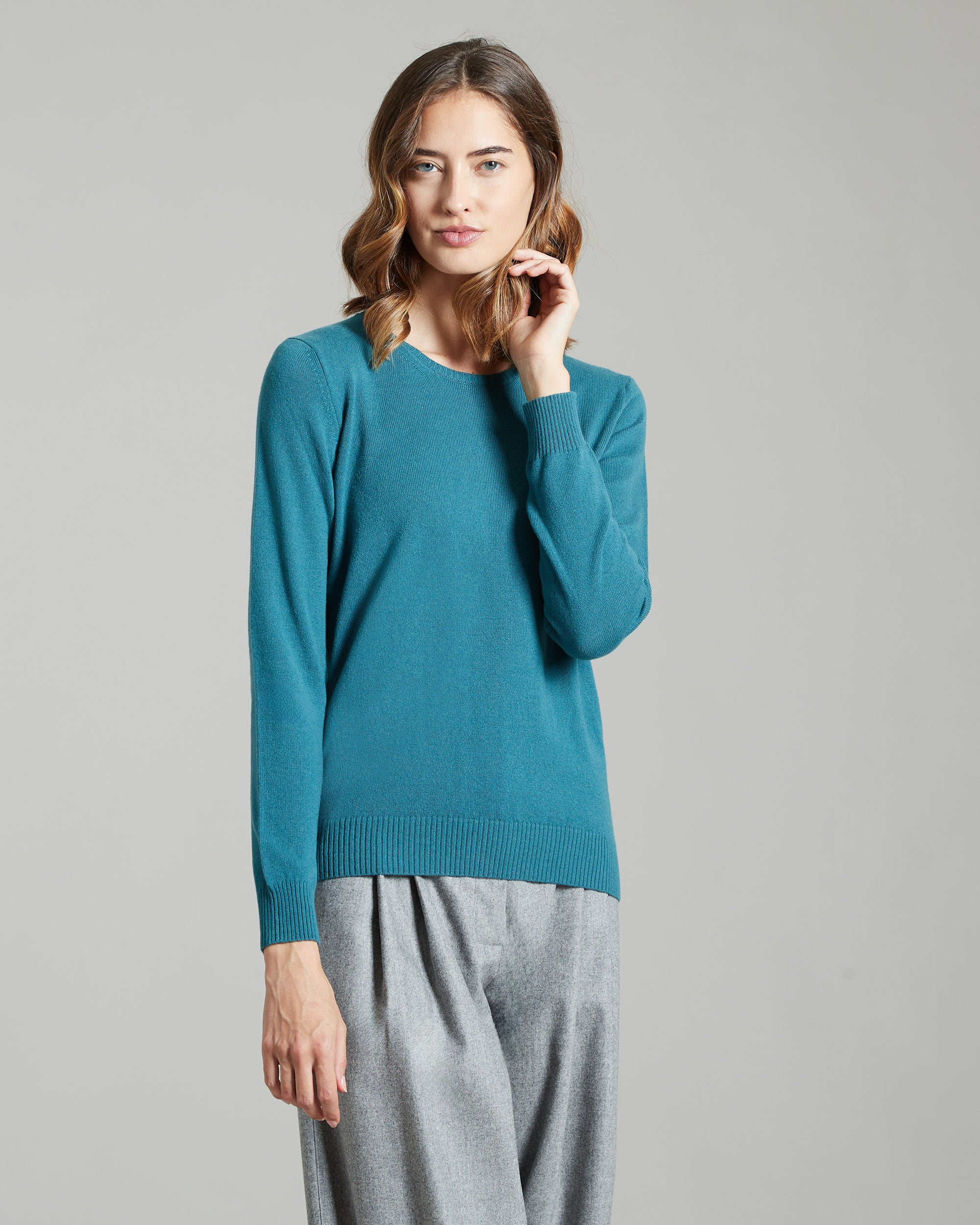 Maglia Girocollo in Kid Cashmere verde salvia