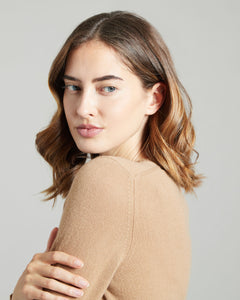 Camel kid cashmere round-neck sweater