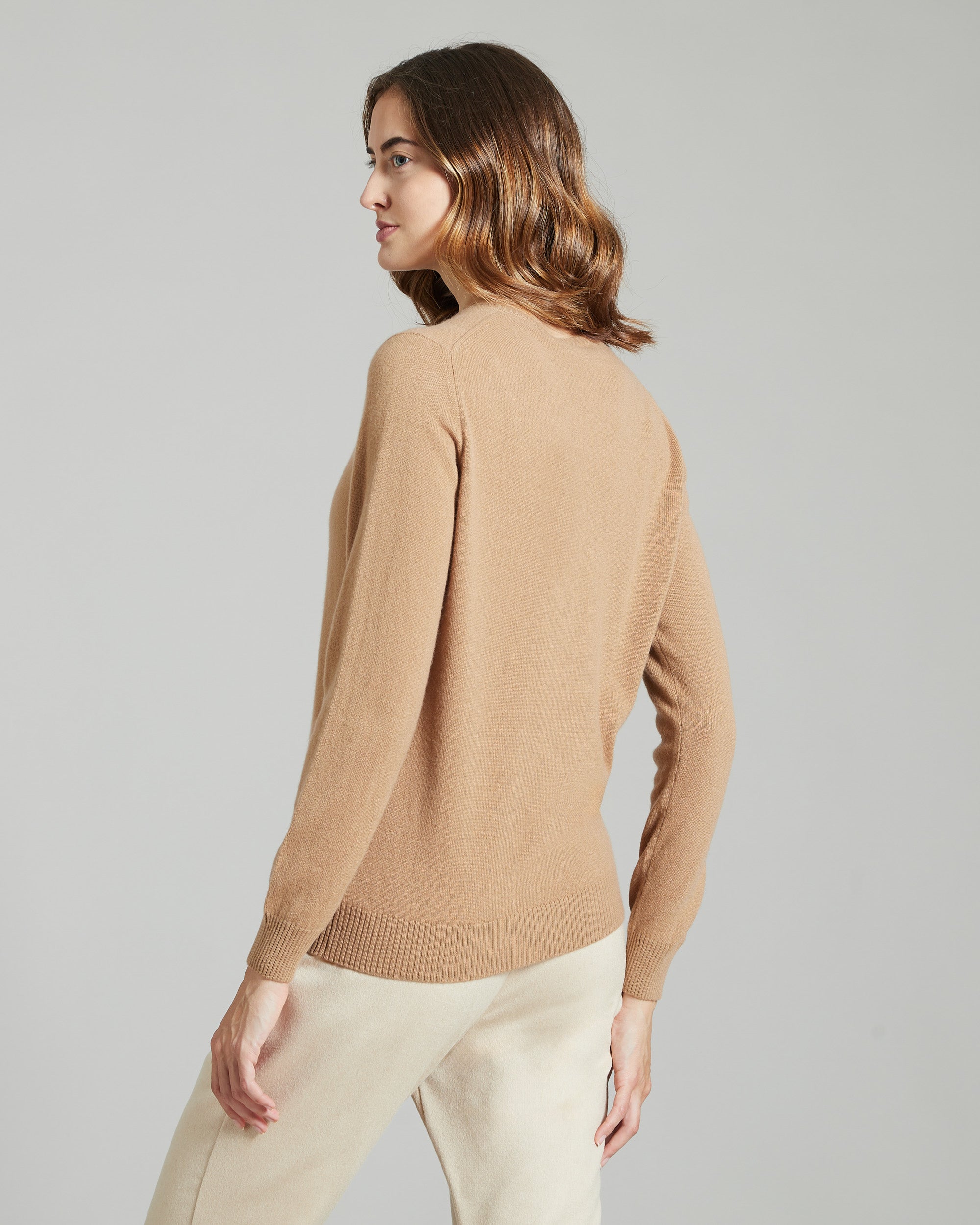 Maglia  Girocollo in Kid Cashmere cammello