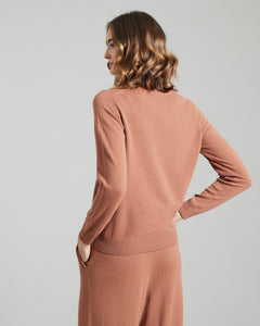 Brown kid cashmere round-neck sweater 4