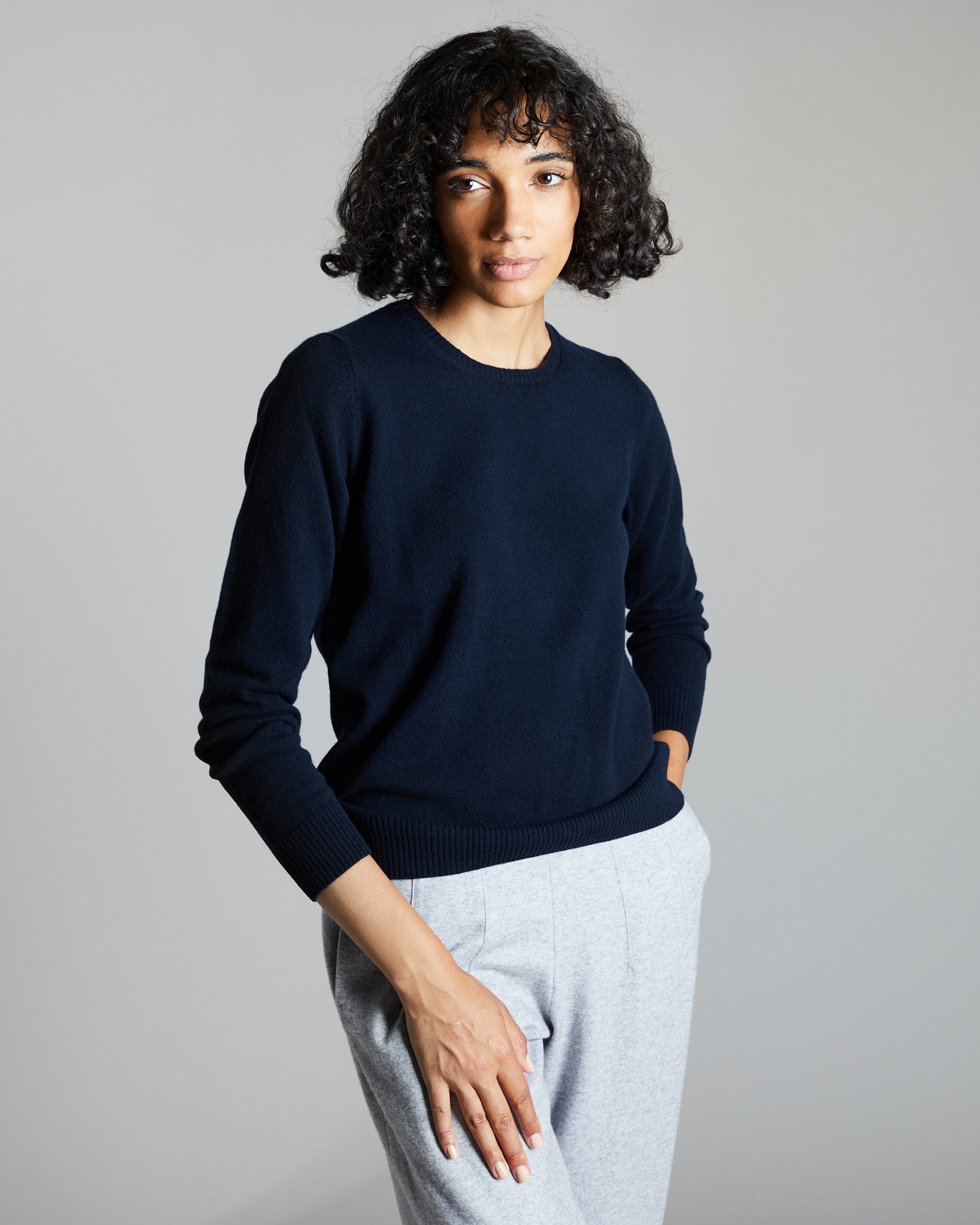 Maglia  Girocollo in Kid Cashmere BLU