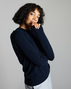 Blue kid cashmere round-neck sweater