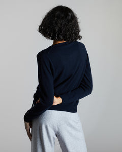 Maglia  Girocollo in Kid Cashmere BLU