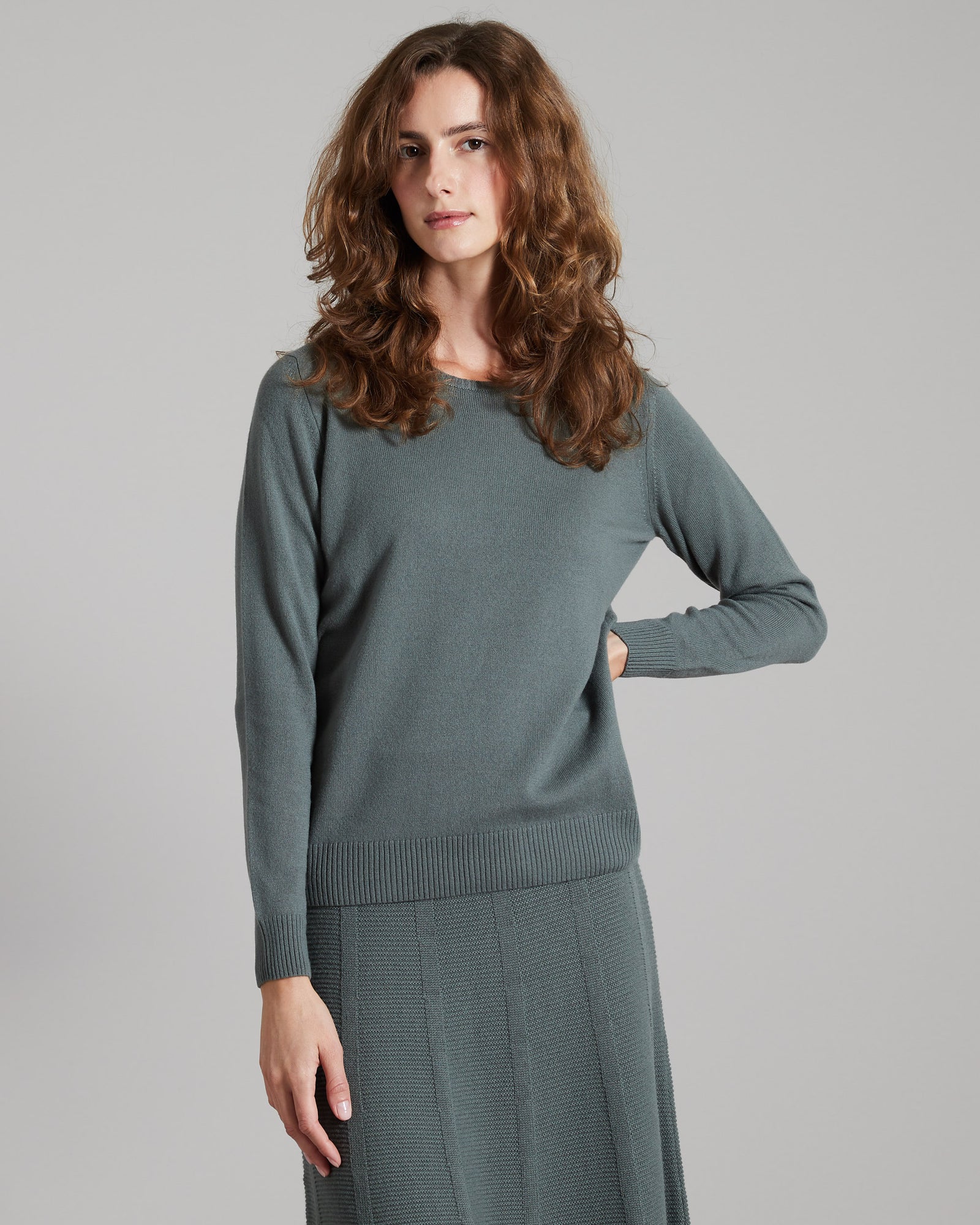 Maglia Girocollo in Kid Cashmere verde salvia